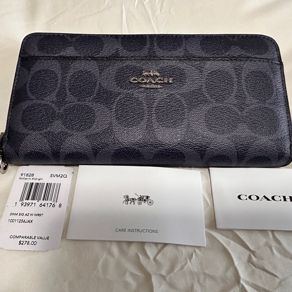Coach Denim Navy Blue Accordion Wallet